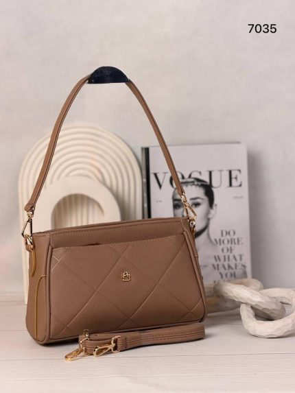 کیف دستی و دوشی زنانه آلفا ALFA کد 7035 - نسکافه ای